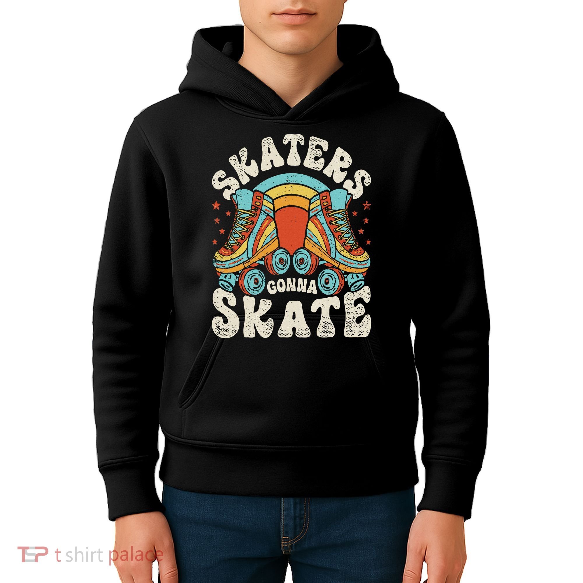 Roller Skating Funny Skaters Gonna Skate Retro 70s 80s Kids Hoodie