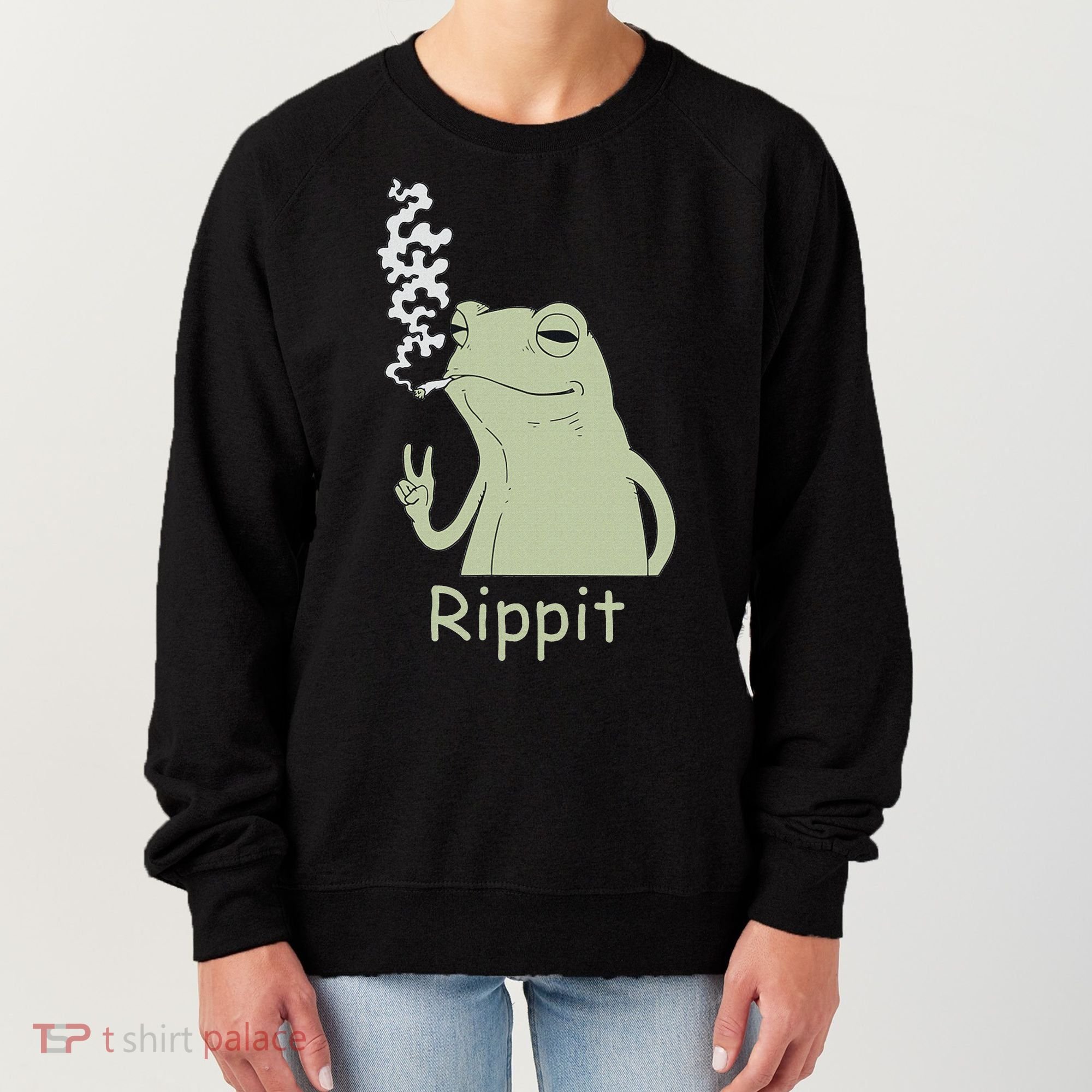 Rippit Stoner Frog Funny Graphic Women's Sweatshirt