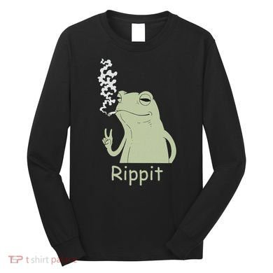Rippit Stoner Frog Funny Graphic Long Sleeve Shirt
