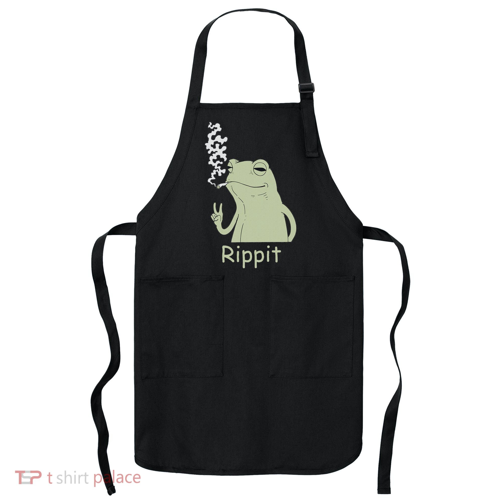 Rippit Stoner Frog Funny Graphic Apron