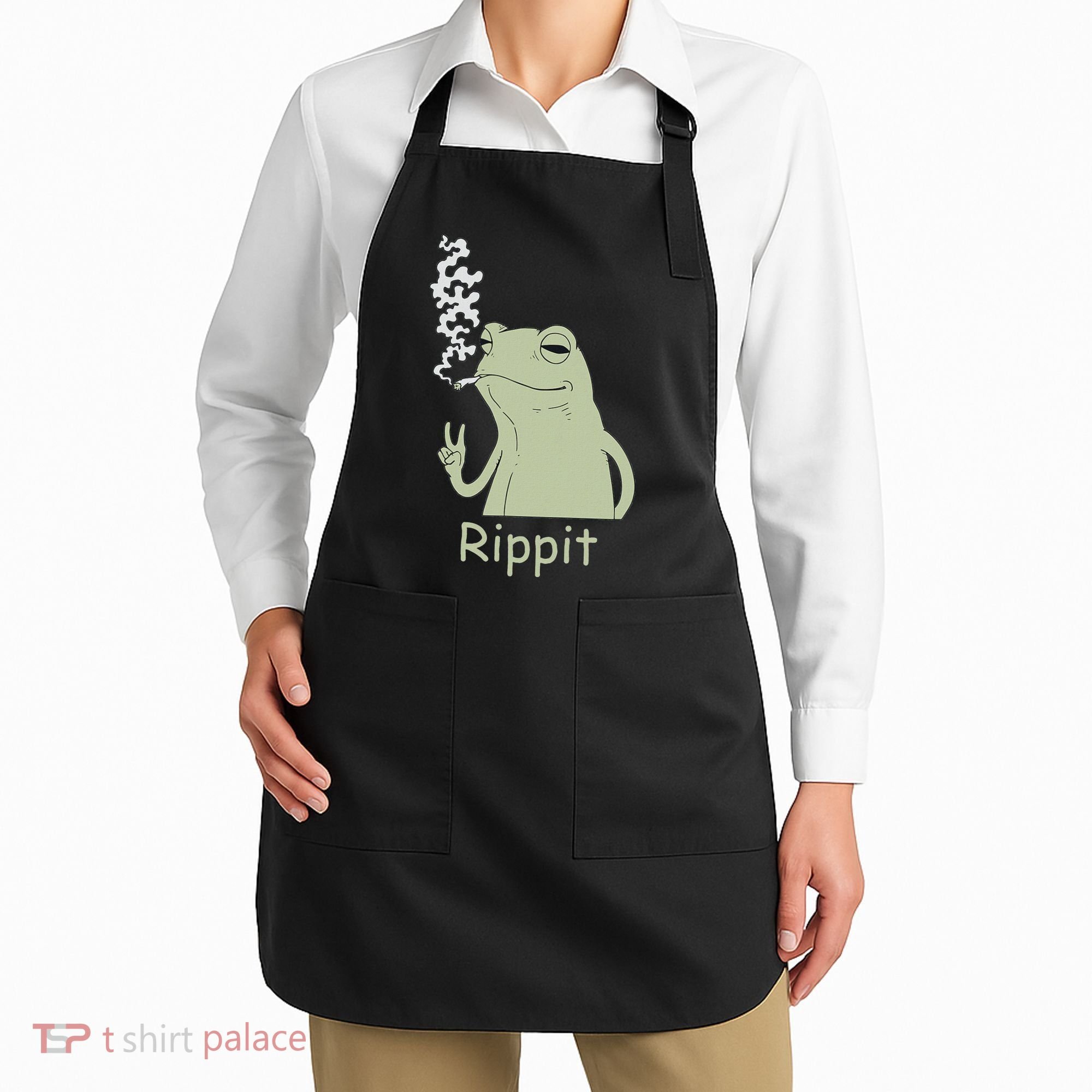 Rippit Stoner Frog Funny Graphic Apron