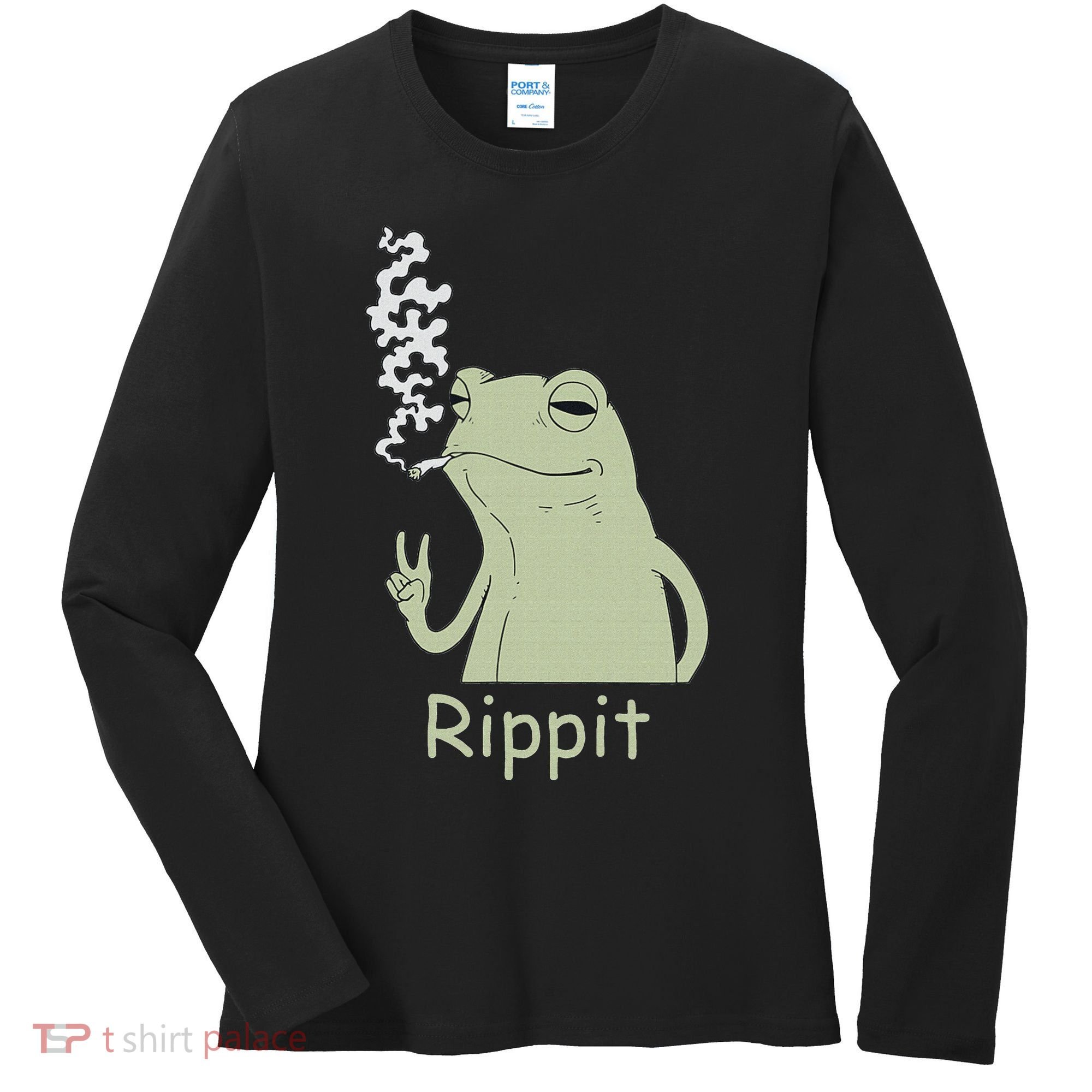 Rippit Stoner Frog Funny Graphic Women's Long Sleeve Shirt