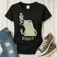 Rippit Stoner Frog Funny Graphic Women's T-Shirt thumb 3