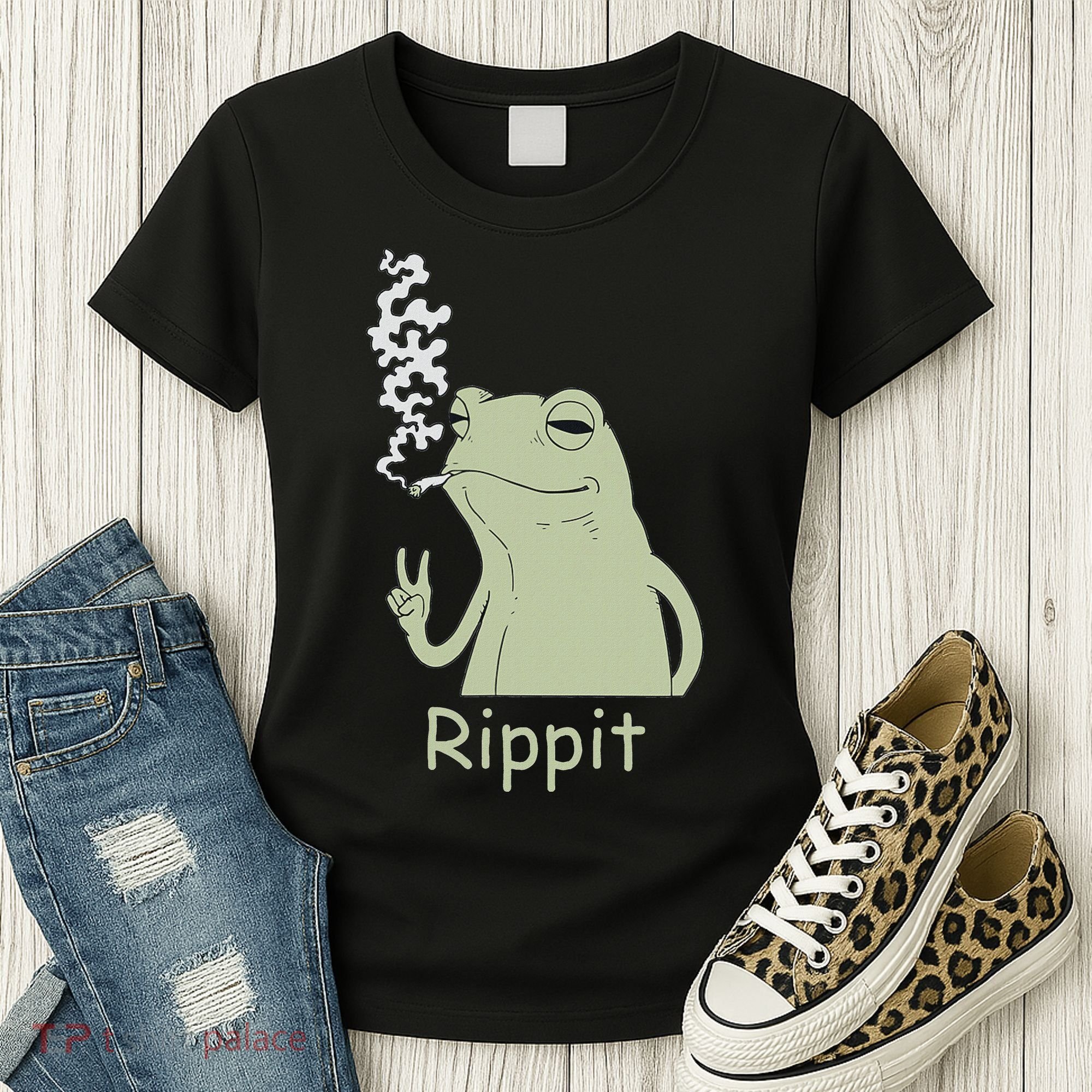 Rippit Stoner Frog Funny Graphic Women's T-Shirt