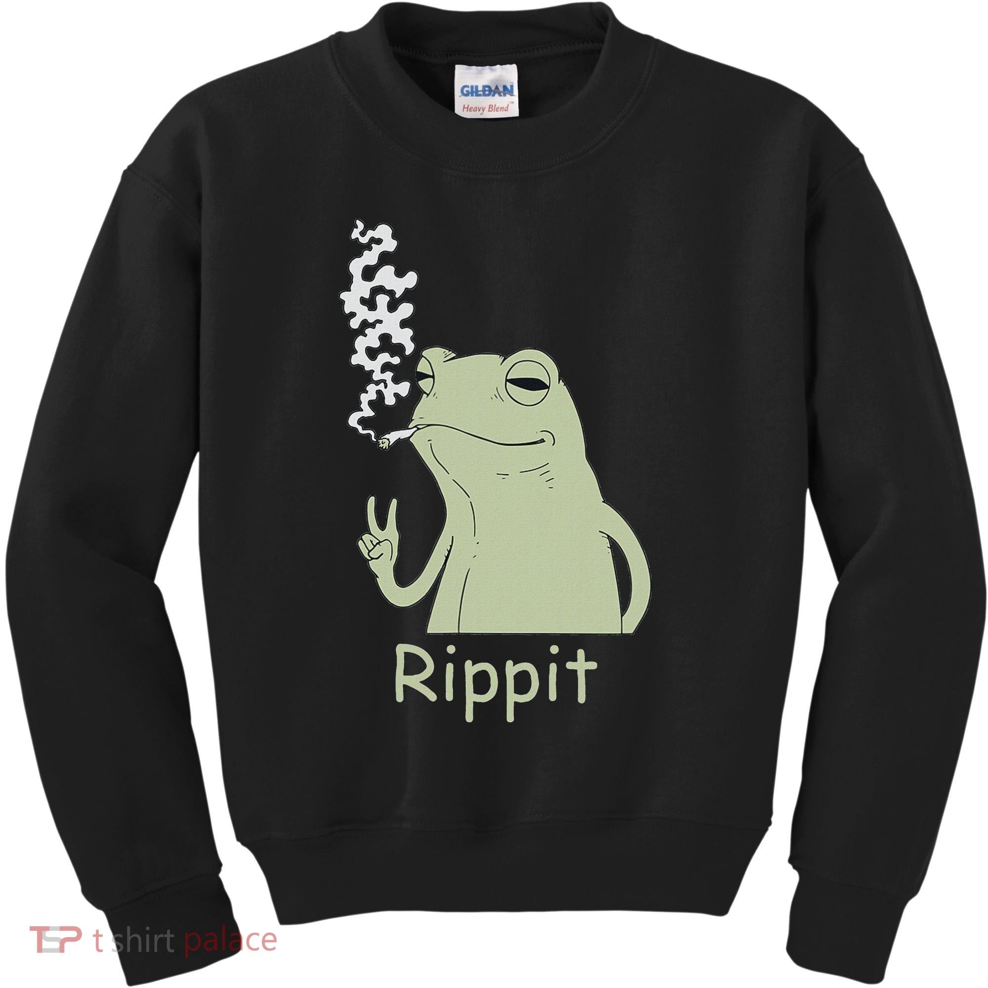 Rippit Stoner Frog Funny Graphic Kids Sweatshirt
