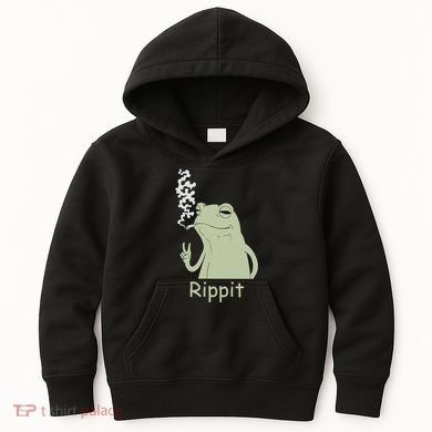 Rippit Stoner Frog Funny Graphic Kids Hoodie