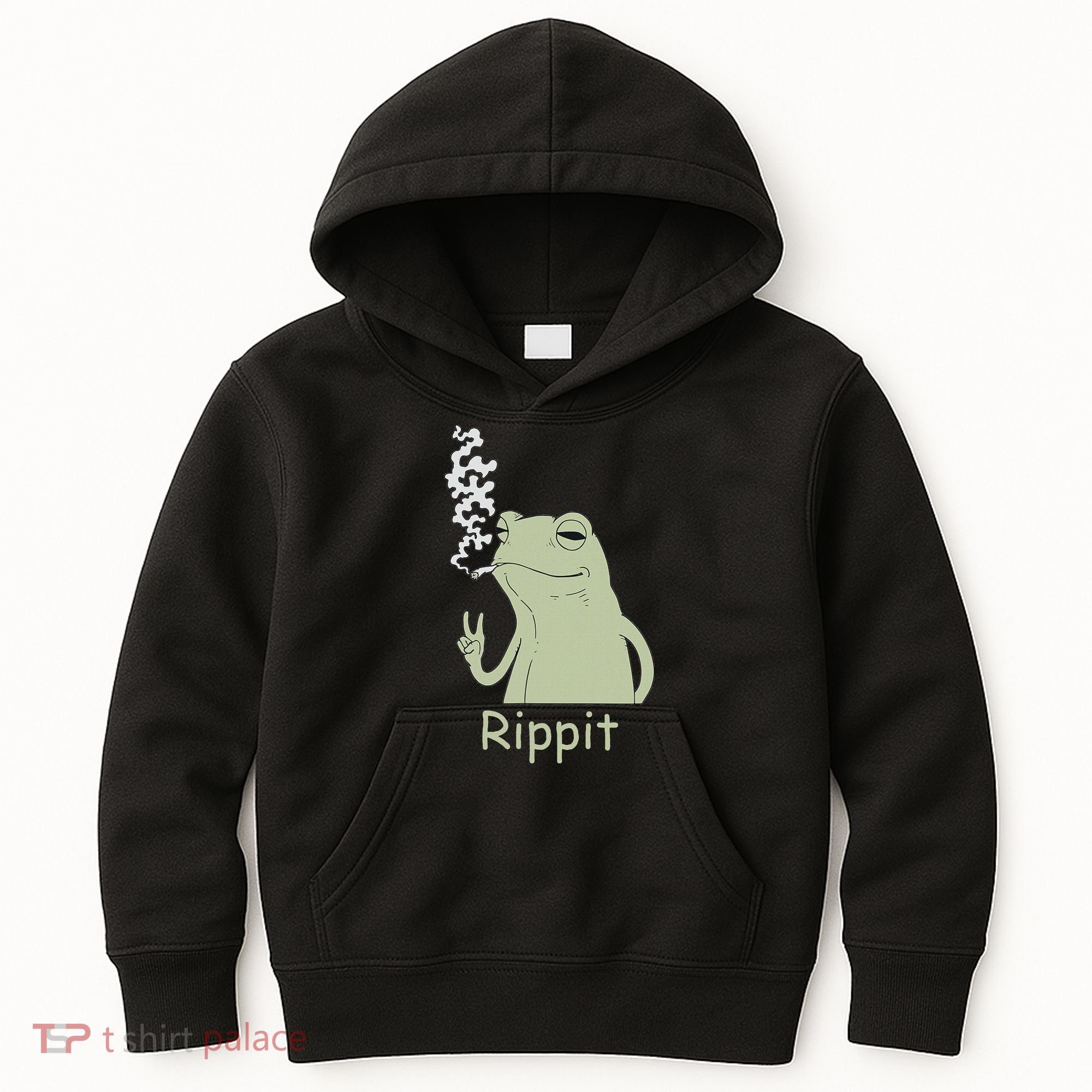 Rippit Stoner Frog Funny Graphic Kids Hoodie
