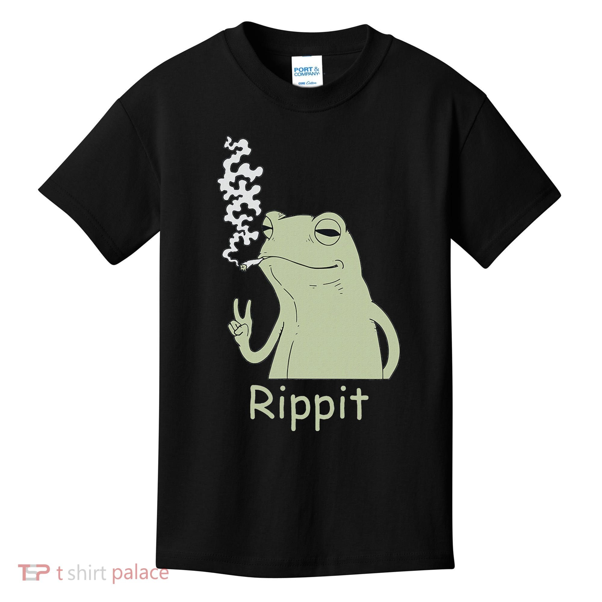 Rippit Stoner Frog Funny Graphic Kids T-Shirt