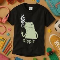 Rippit Stoner Frog Funny Graphic Kids T-Shirt thumb 3
