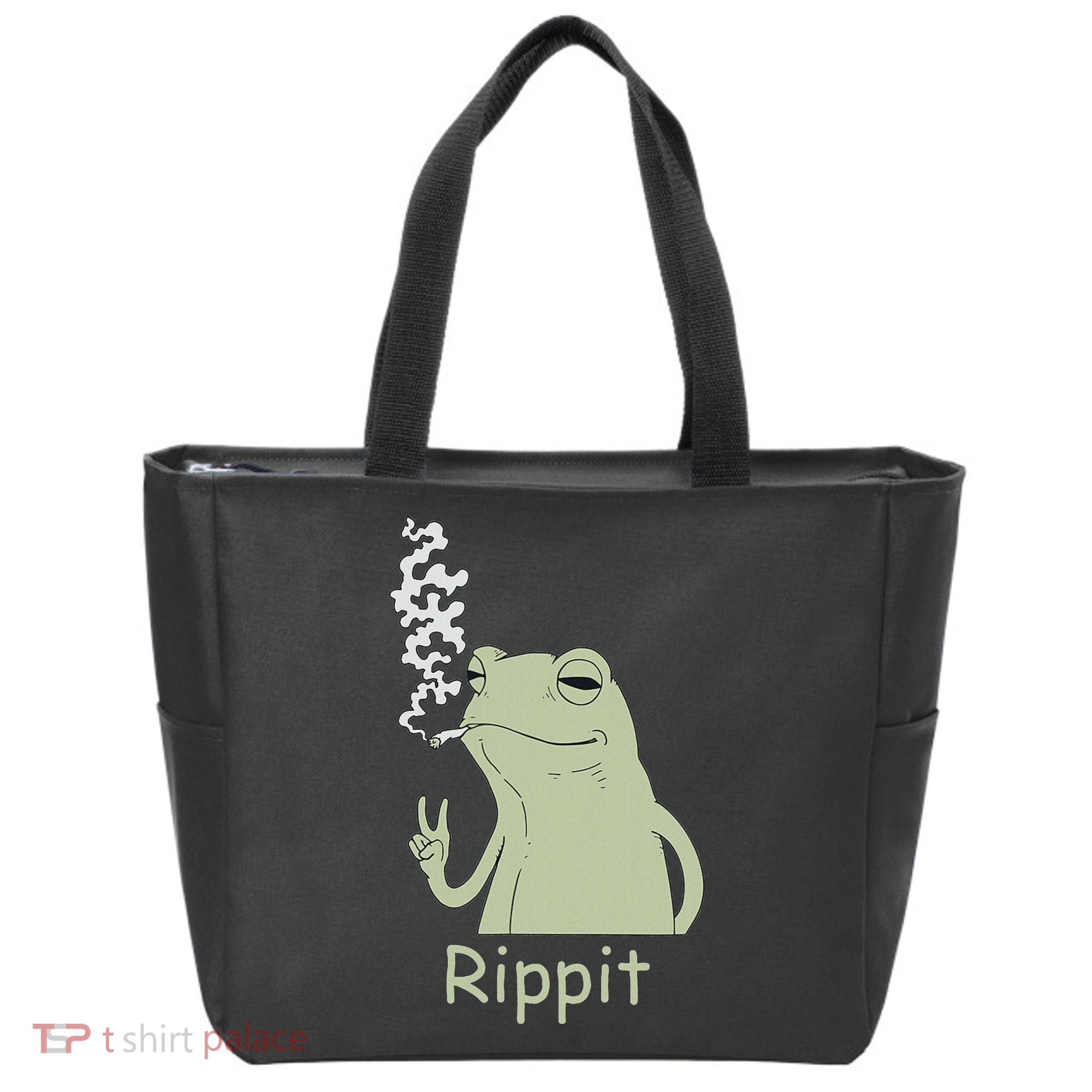 Rippit Stoner Frog Funny Graphic Tote Bag