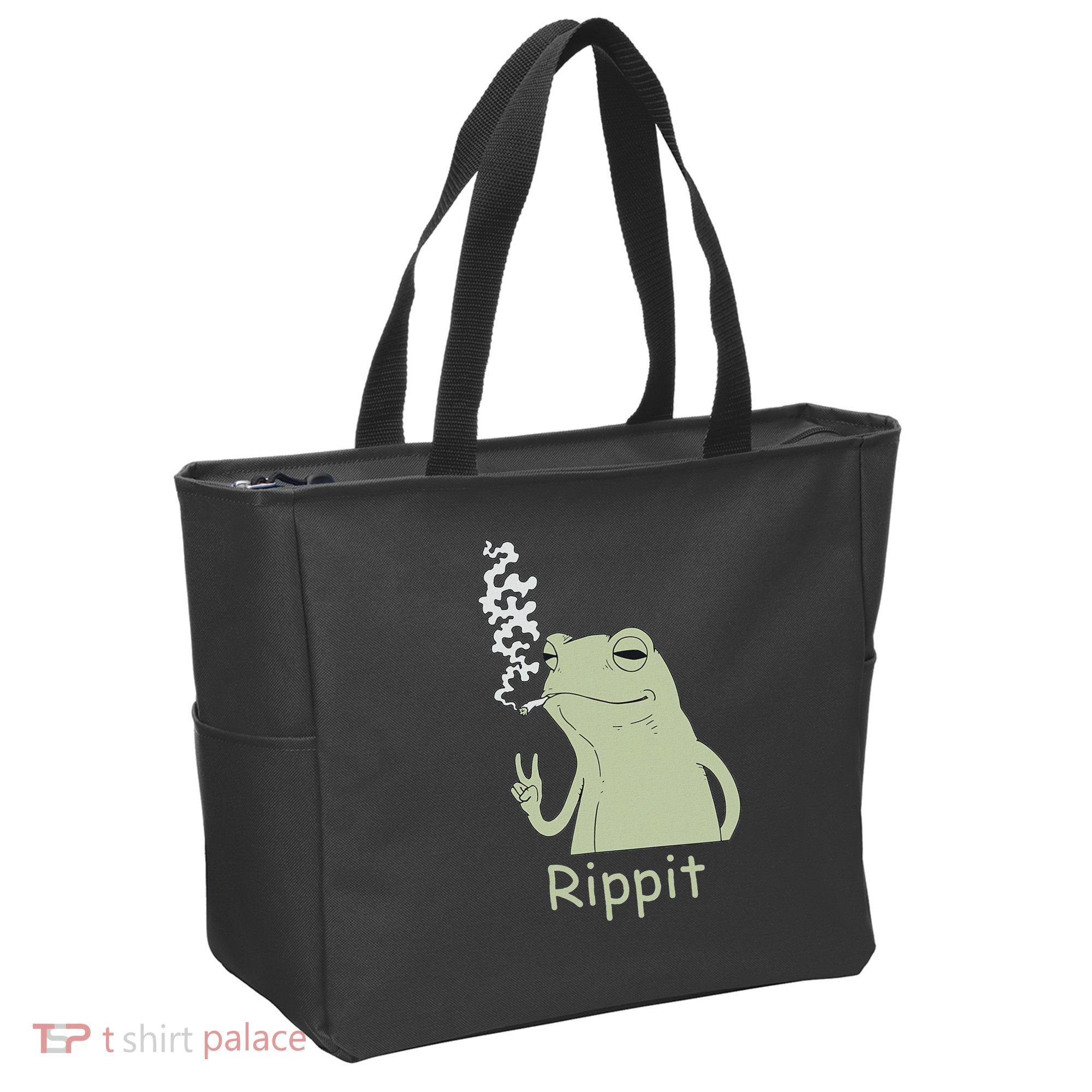 Rippit Stoner Frog Funny Graphic Tote Bag