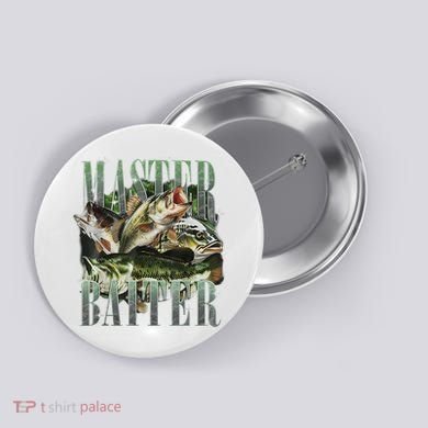 Retro Sunset Fishing Master Baiter Fish Funny Fisherman Button
