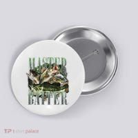 Retro Sunset Fishing Master Baiter Fish Funny Fisherman Button thumb 0