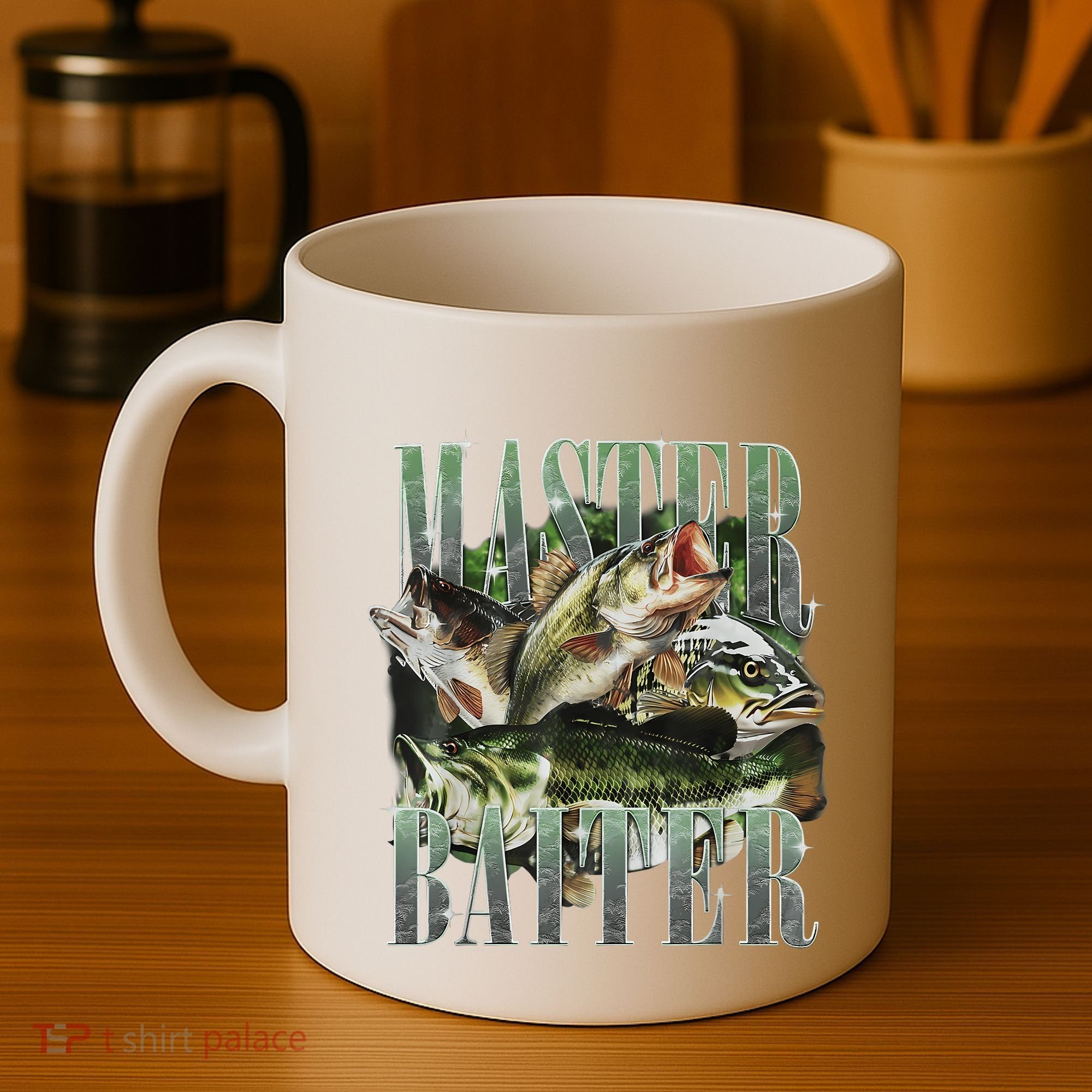 Retro Sunset Fishing Master Baiter Fish Funny Fisherman Coffee Mug