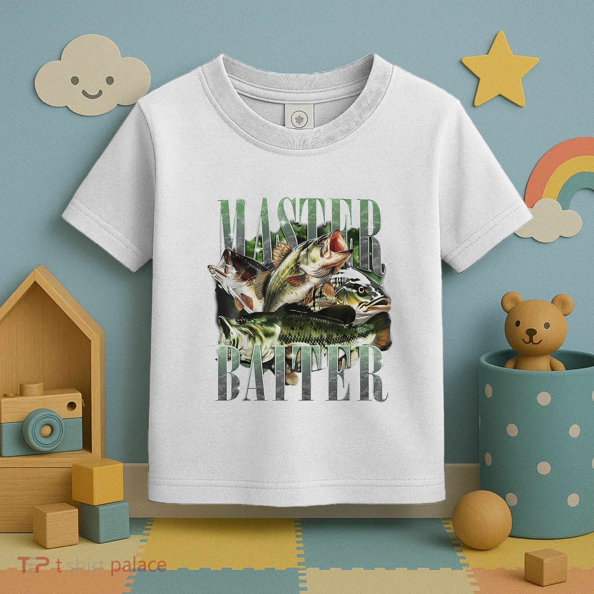 Retro Sunset Fishing Master Baiter Fish Funny Fisherman Toddler T-Shirt