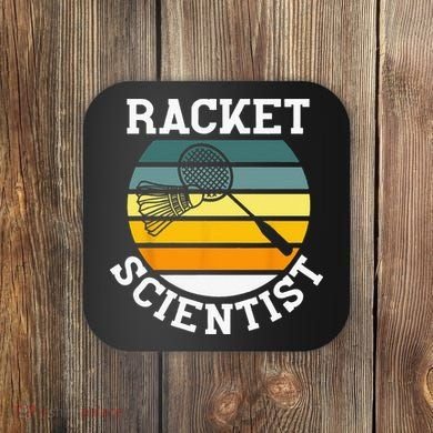 Racket Scientist Funny Retro Vintage Style Badminton Player Coaster