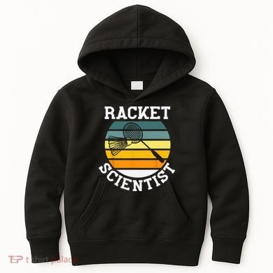 Racket Scientist Funny Retro Vintage Style Badminton Player Kids Hoodie