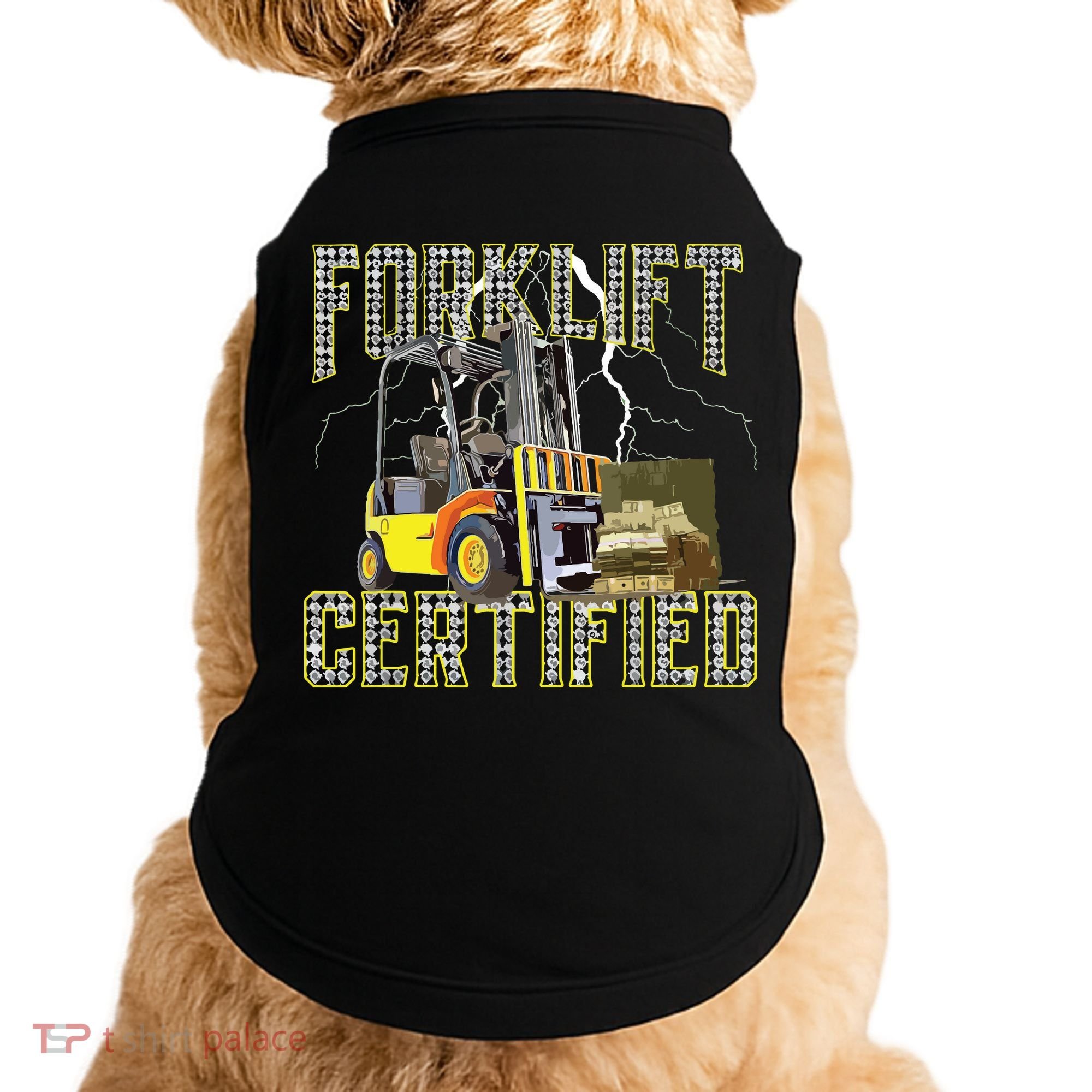 Retro Style Funny Forklift Operator Forklift Certified Doggie Tank
