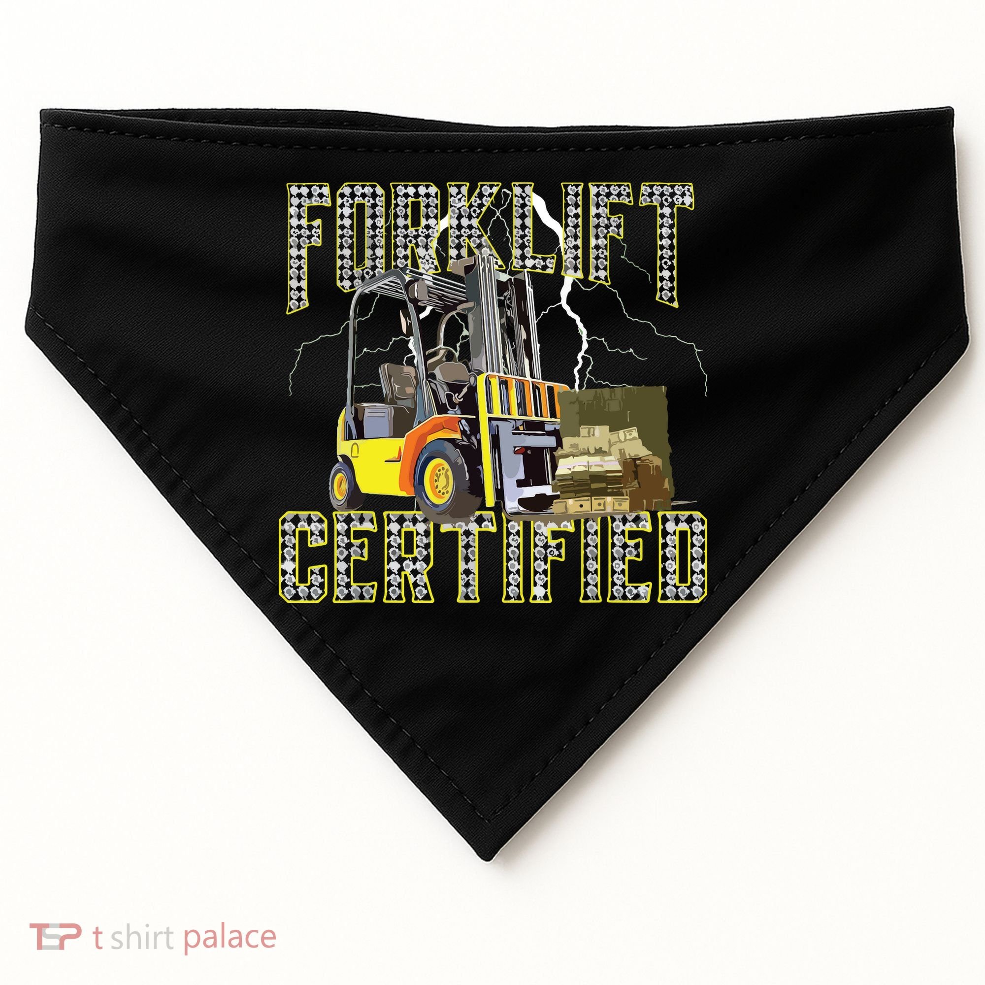 Retro Style Funny Forklift Operator Forklift Certified USA-Made Doggie Bandana