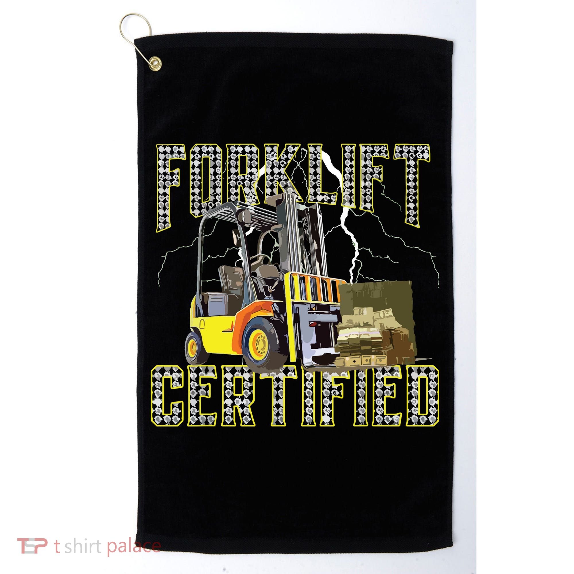 Retro Style Funny Forklift Operator Forklift Certified Golf Towel