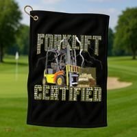 Retro Style Funny Forklift Operator Forklift Certified Golf Towel thumb 1