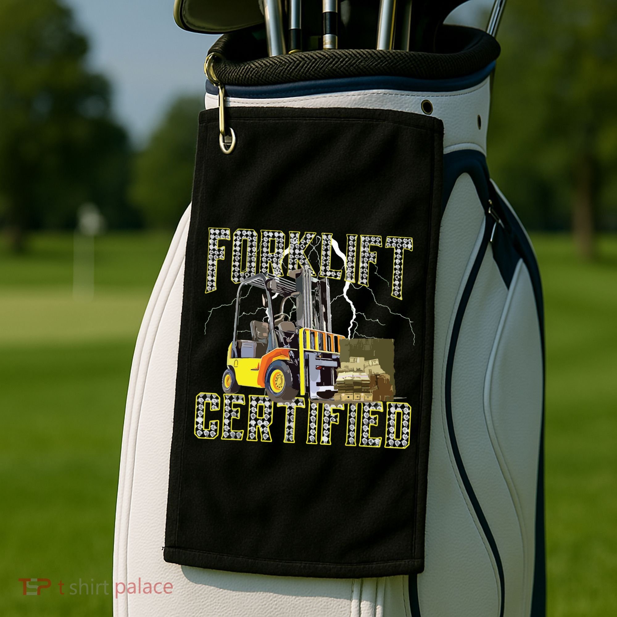 Retro Style Funny Forklift Operator Forklift Certified Golf Towel
