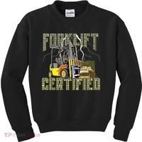 Retro Style Funny Forklift Operator Forklift Certified Kids Sweatshirt thumb 0