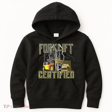 Retro Style Funny Forklift Operator Forklift Certified Kids Hoodie