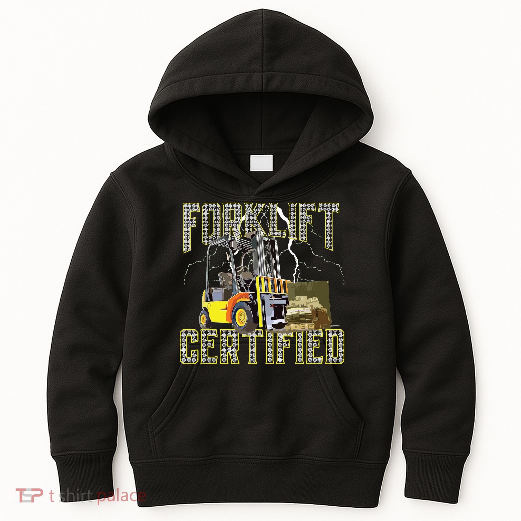 Retro Style Funny Forklift Operator Forklift Certified Kids Hoodie