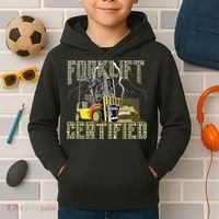 Retro Style Funny Forklift Operator Forklift Certified Kids Hoodie thumb 2