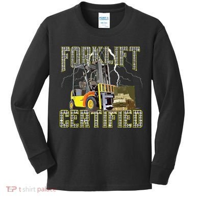 Retro Style Funny Forklift Operator Forklift Certified Kids Long Sleeve Shirt