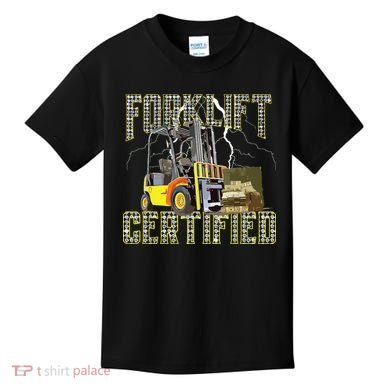 Retro Style Funny Forklift Operator Forklift Certified Kids T-Shirt