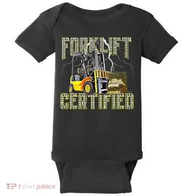 Retro Style Funny Forklift Operator Forklift Certified Baby Bodysuit