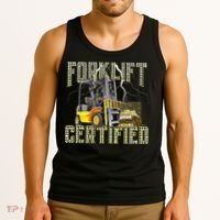 Retro Style Funny Forklift Operator Forklift Certified Tank Top thumb 3