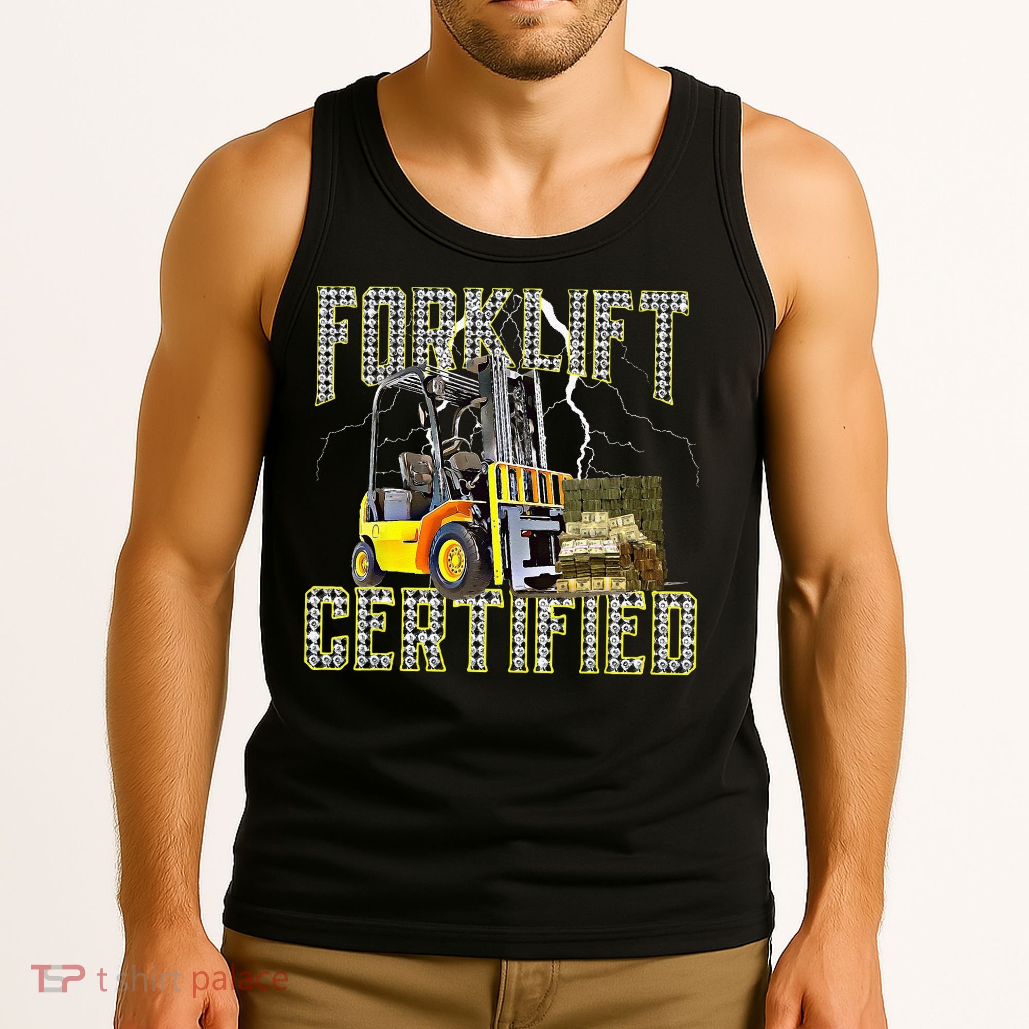 Retro Style Funny Forklift Operator Forklift Certified Tank Top