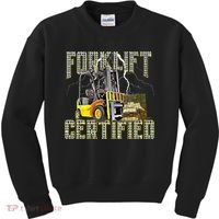 Retro Style Funny Forklift Operator Forklift Certified Kids Sweatshirt thumb 0