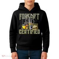 Retro Style Funny Forklift Operator Forklift Certified Kids Hoodie thumb 4