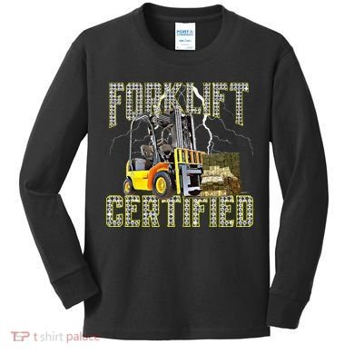 Retro Style Funny Forklift Operator Forklift Certified Kids Long Sleeve Shirt