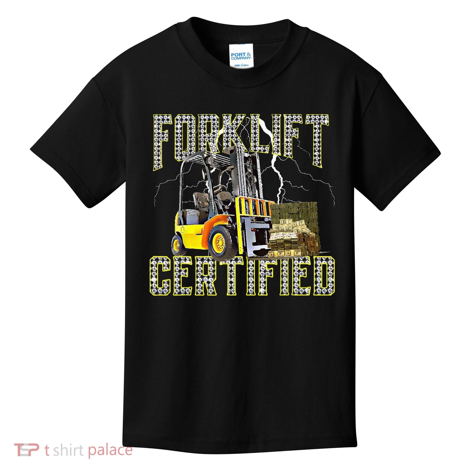 Retro Style Funny Forklift Operator Forklift Certified Kids T-Shirt