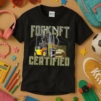 Retro Style Funny Forklift Operator Forklift Certified Kids T-Shirt thumb 3