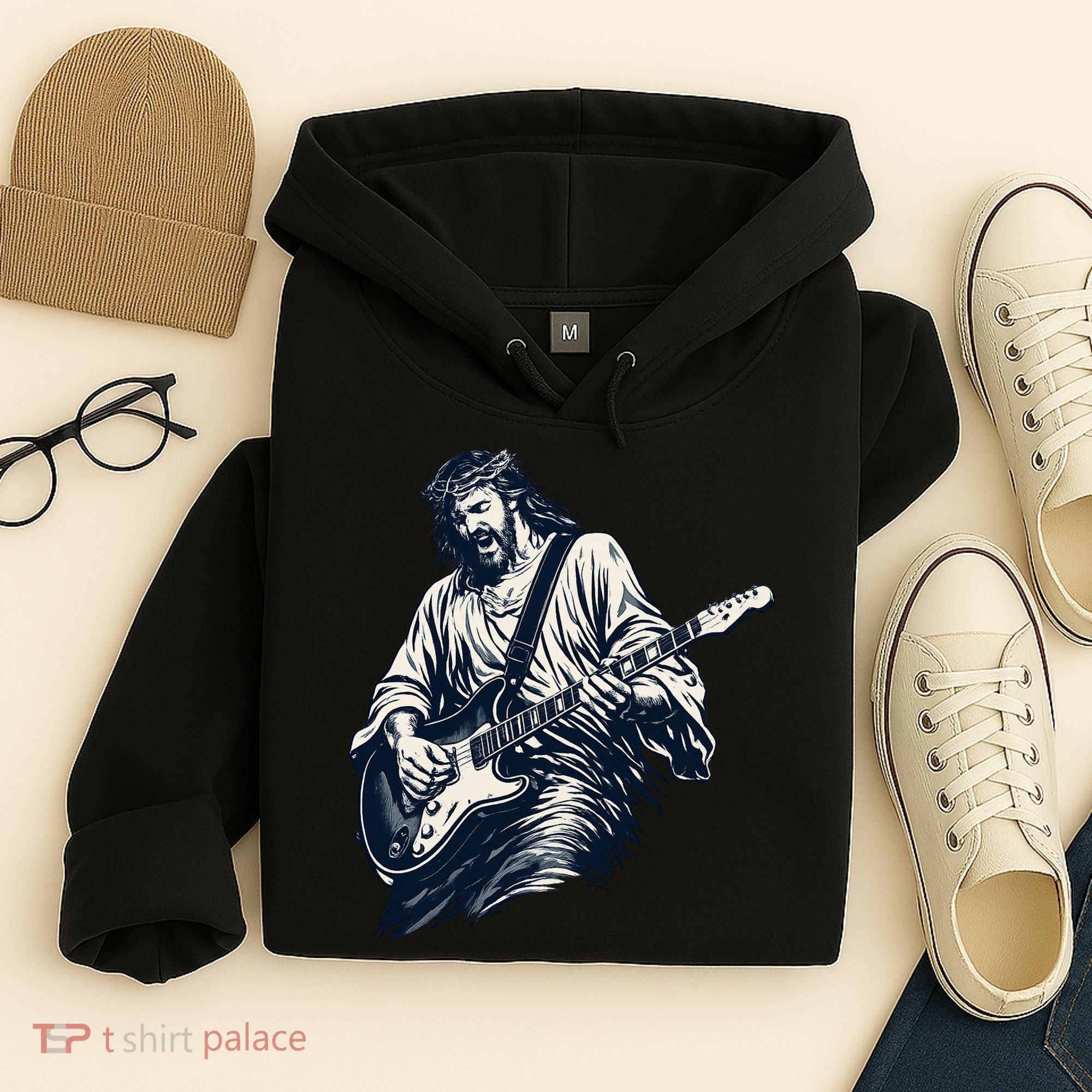Rocking Savior Guitar Legend Jesus Rocks Hoodie