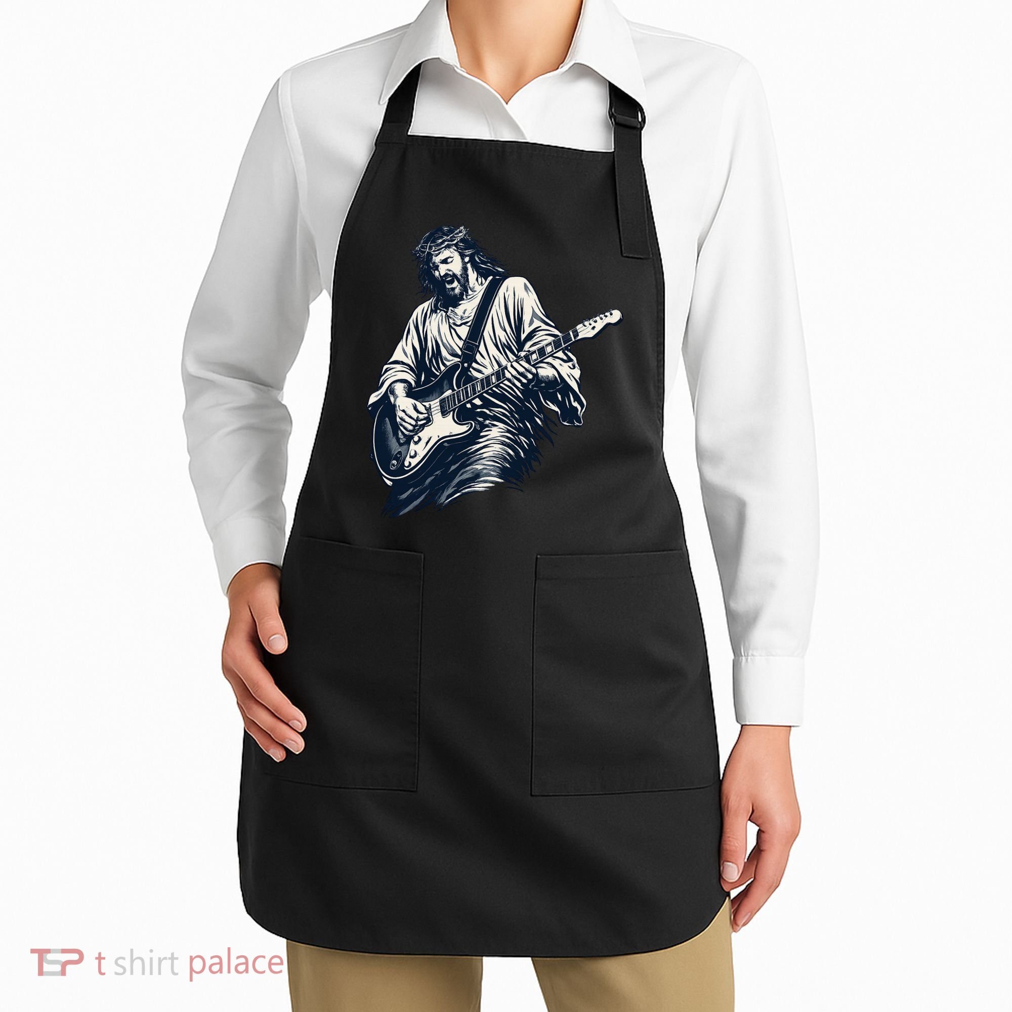 Rocking Savior Guitar Legend Jesus Rocks Apron
