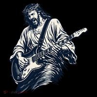 Rocking Savior Guitar Legend Jesus Rocks Mousepad thumb 1