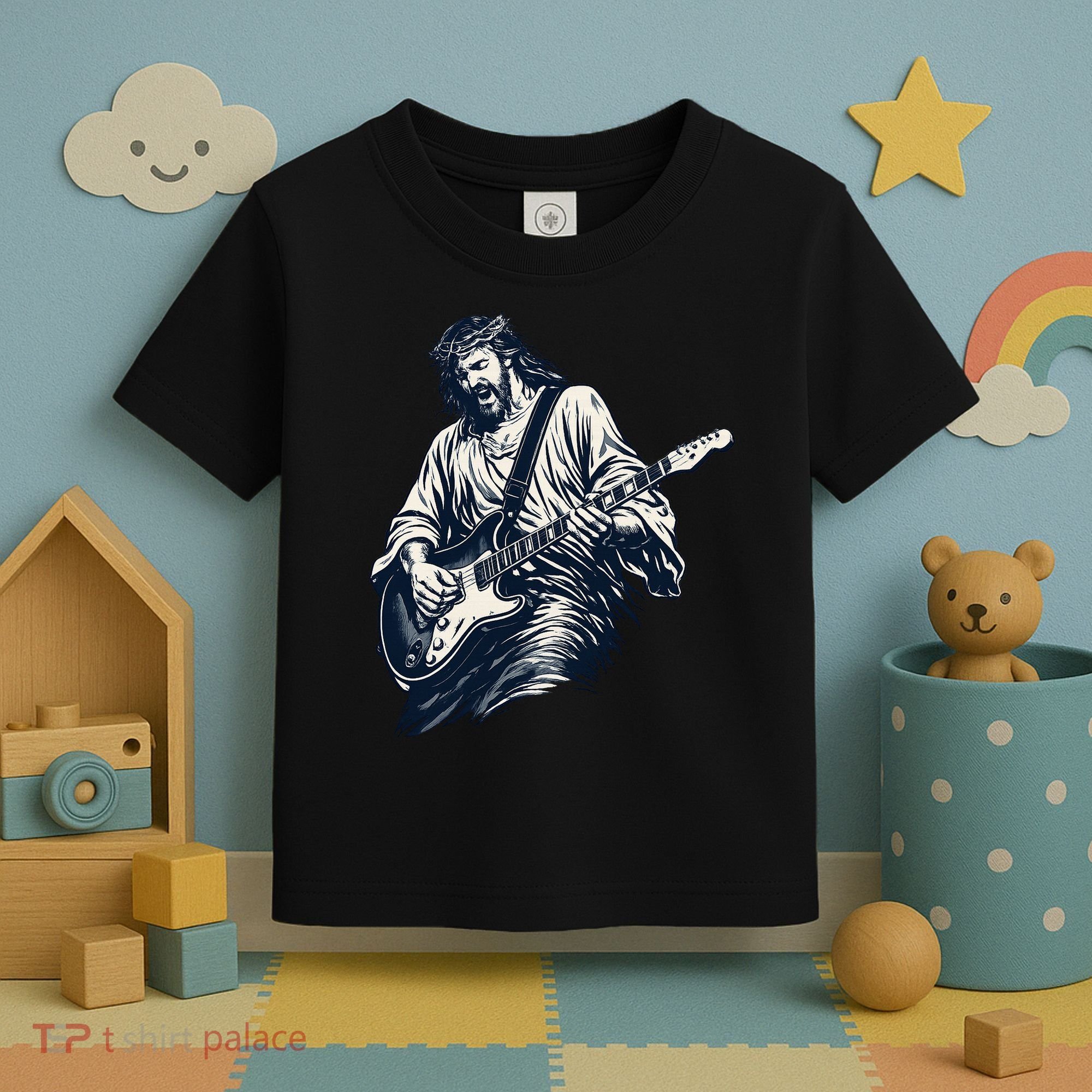 Rocking Savior Guitar Legend Jesus Rocks Toddler T-Shirt