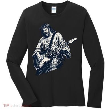 Rocking Savior Guitar Legend Jesus Rocks Women's Long Sleeve Shirt