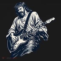 Rocking Savior Guitar Legend Jesus Rocks Kids Sweatshirt thumb 2