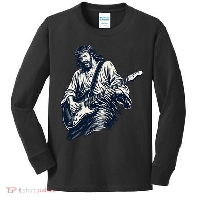 Rocking Savior Guitar Legend Jesus Rocks Kids Long Sleeve Shirt