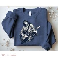 Rocking Savior Guitar Legend Jesus Rocks Sweatshirt thumb 2