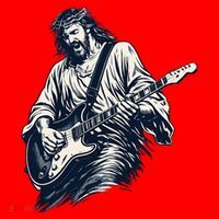 Rocking Savior Guitar Legend Jesus Rocks Santa Hat thumb 1