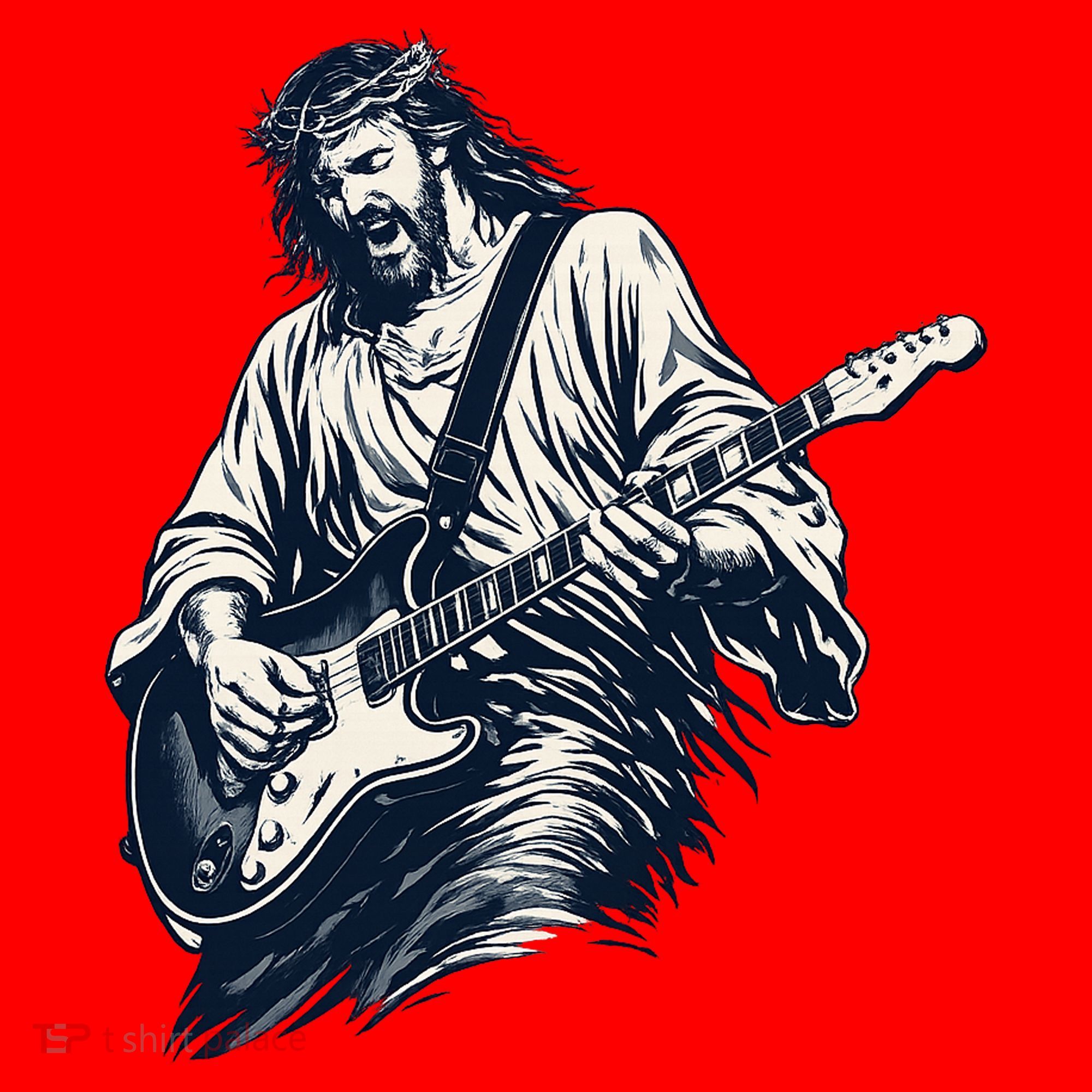 Rocking Savior Guitar Legend Jesus Rocks Santa Hat